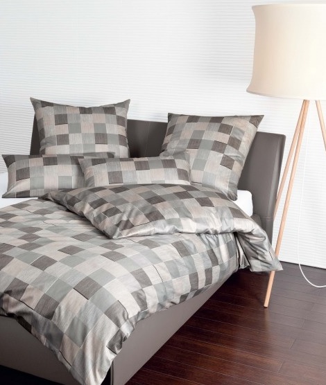Janine Messina 43030-07 overtrek satijn,blok,beige,grijs,extra lang 140x260,Hulsta,bed Metis,leer bruin